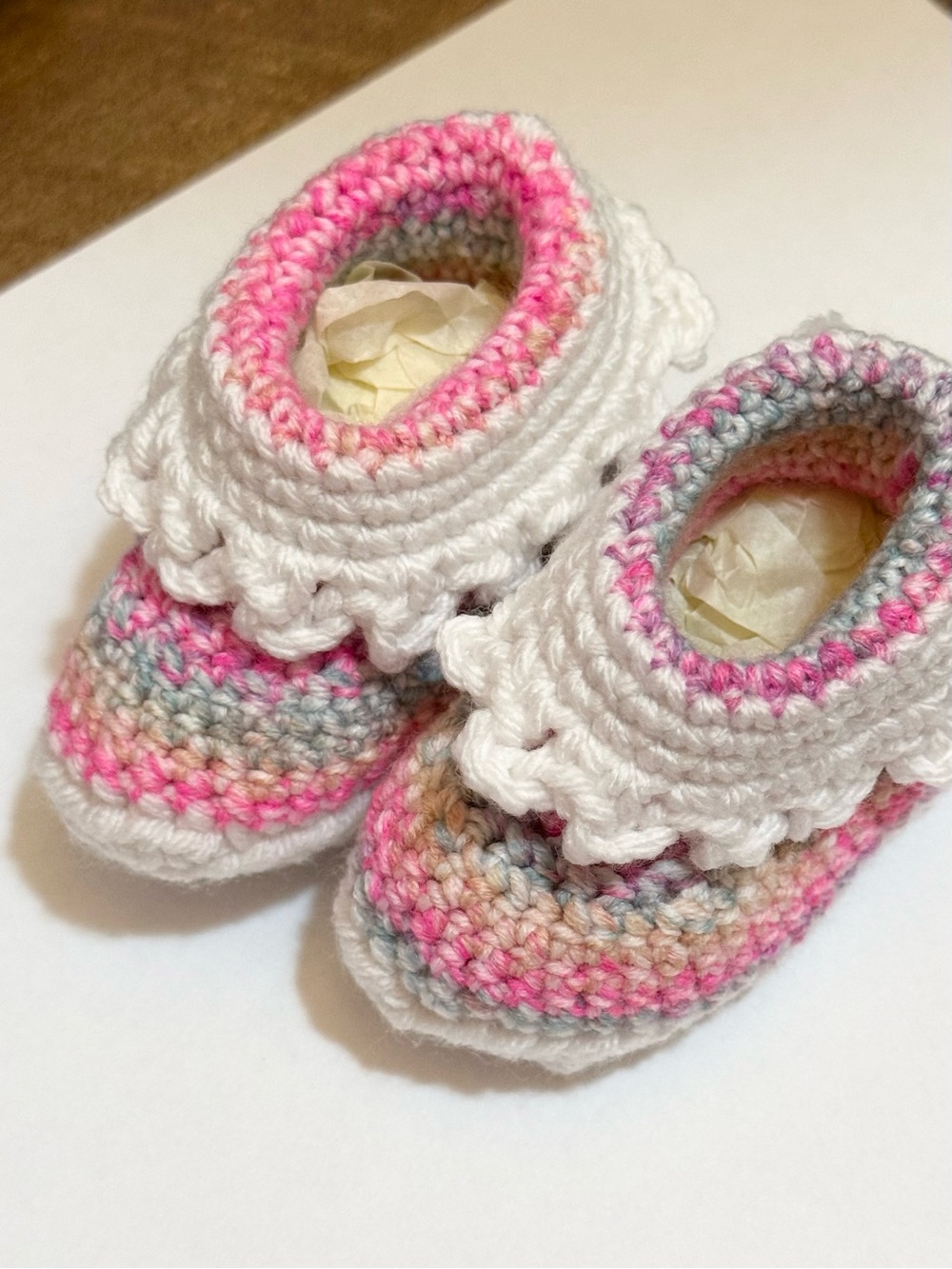 Handmade crochet baby booties pastel colored new born